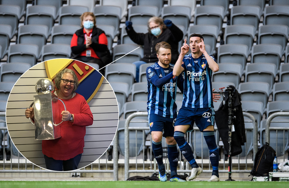 Här jublar eldsjälen Gunilla efter Djurgårdens avgörande mål