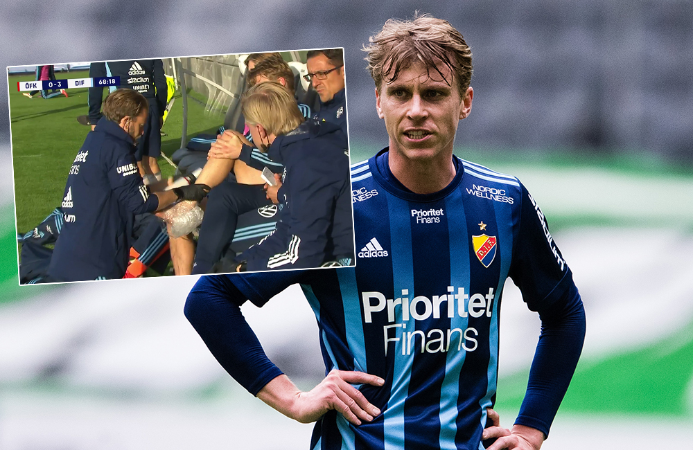 Bilderna som oroar DIF inför derbyt – Schüllers fot inlindad i plast