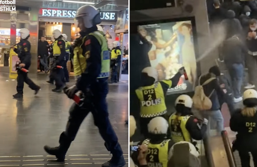 Från gångbron till perrongen – se filmen som visar polisens agerande